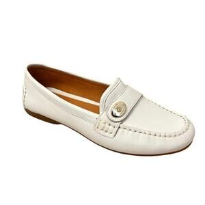 Antonio Melani White Leather Loafers Women’s Size 8M Classic Chic Slip-on Comfy